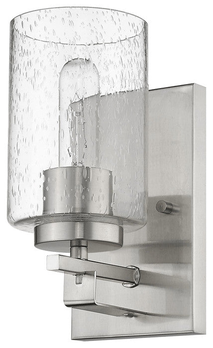 Silver Metal and Textured Glass Wall Sconce