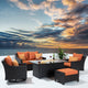 Deco 5 Piece Sunbrella Outdoor Patio Love and Motion Club Fire Set, Tikka Orange