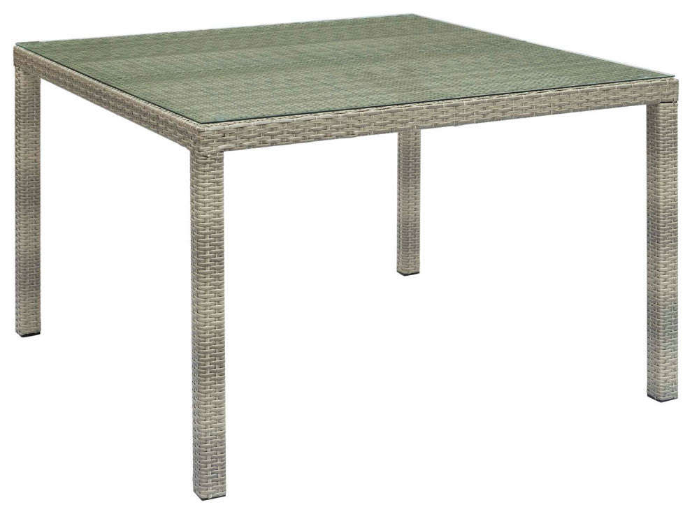 Light Gray Conduit 47" Square Outdoor Patio Wicker Rattan Table