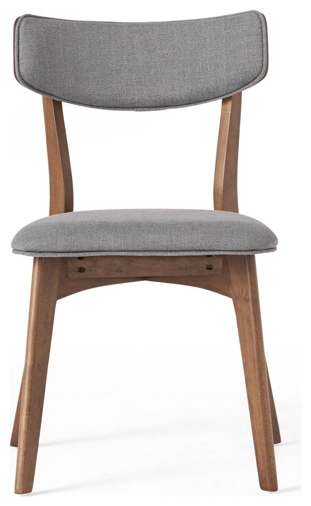GDF Studio Caleb Mid-Century Walnut Finished Frame Dining Chairs, Set of 2, Dark Gray