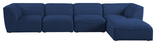 Miramar Linen Textured Fabric  5-Piece Modular L-Shaped Sectional, Navy