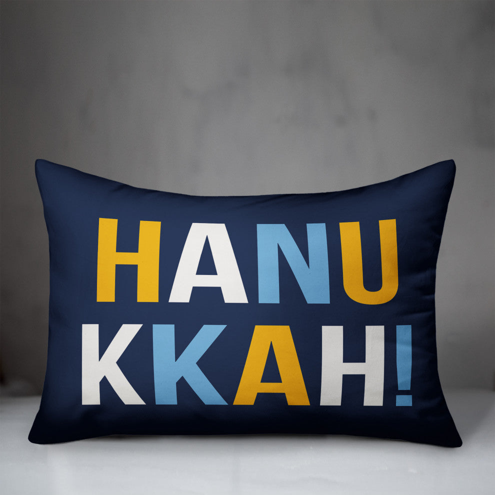 Hanukkah Bold Typography 14"x20" Throw Pillow