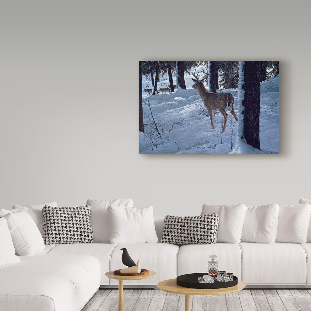 Ron Parker ''Whitetail And Wolves'' Canvas Art, 47"x30"
