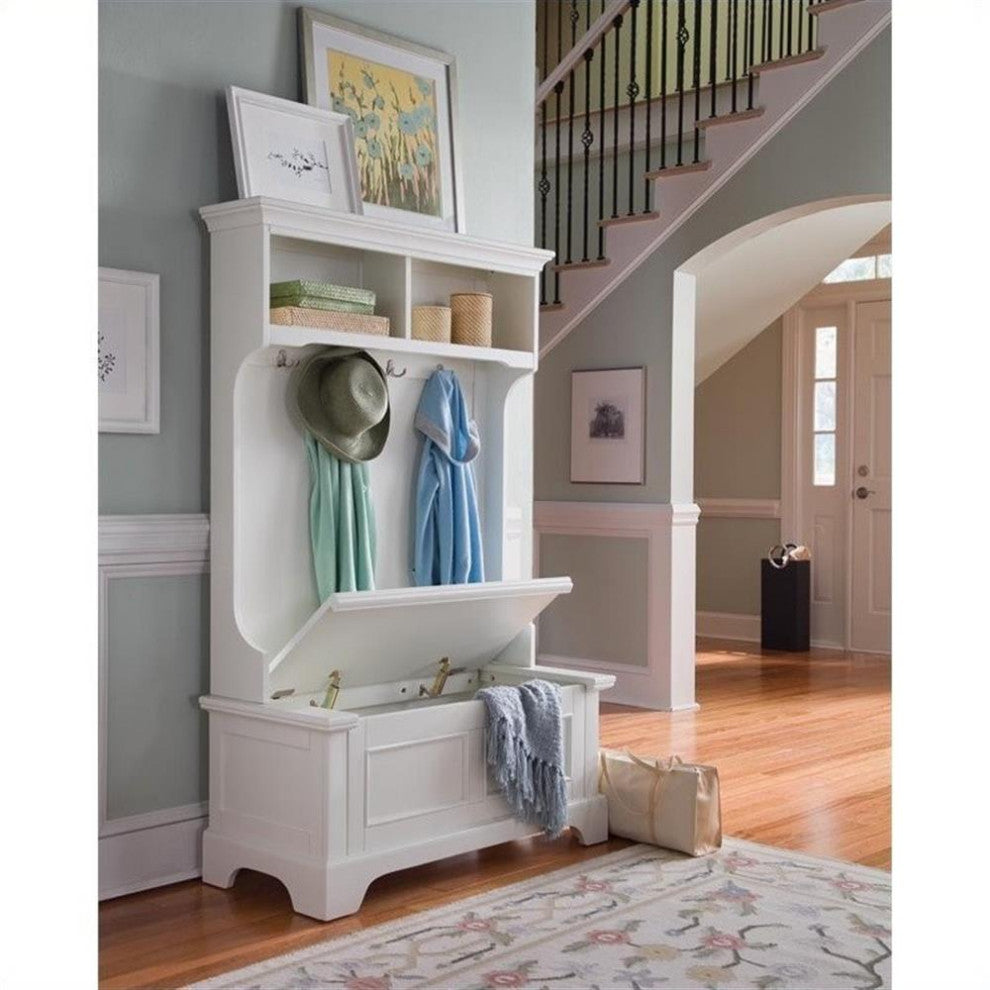 Homestyles Naples Wood Hall Tree in Off White
