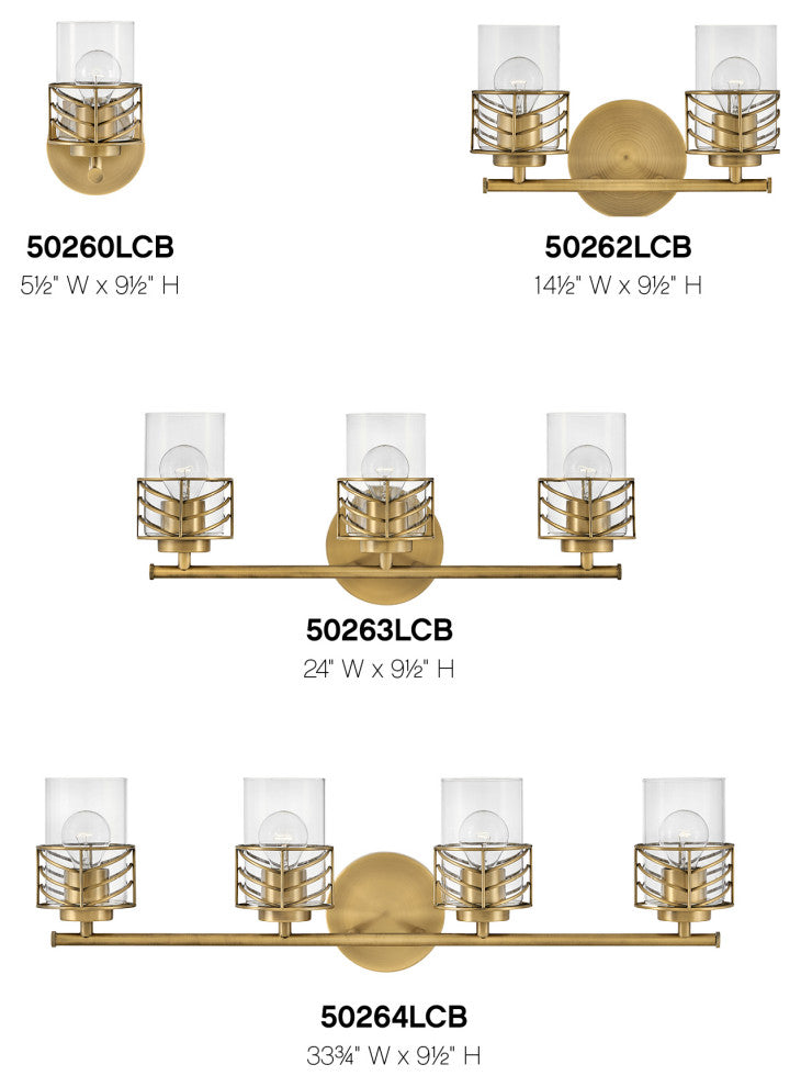 Hinkley Della Large Four Light Vanity, Lacquered Brass