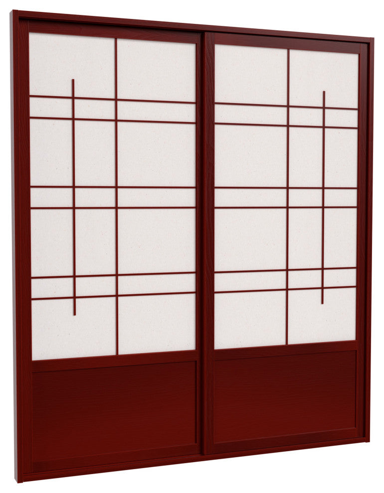 7' Tall Eudes Shoji Sliding Door Kit, Double, Sided, Rosewood