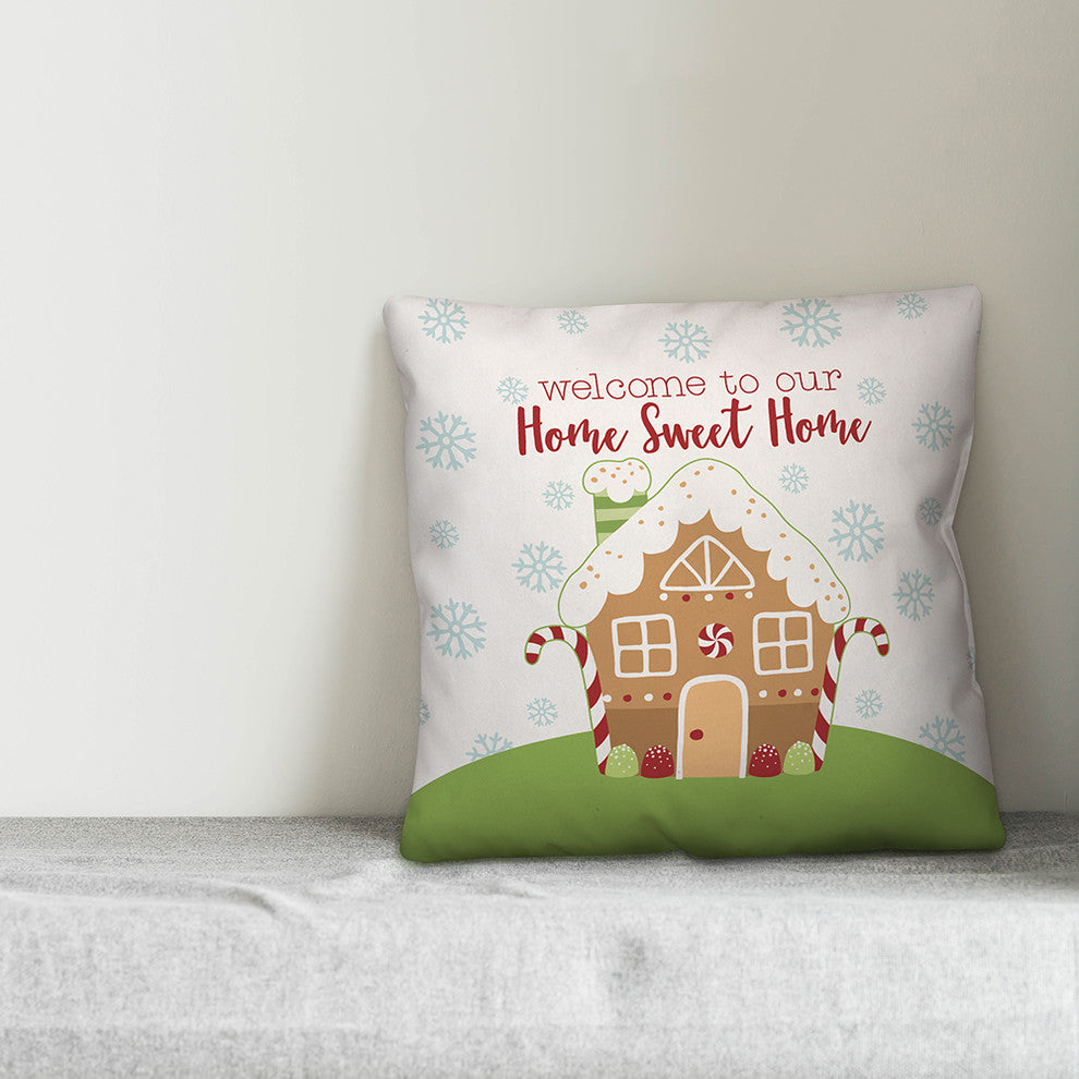 Home Sweet Gingerbread Home 16"x16" Throw Pillow