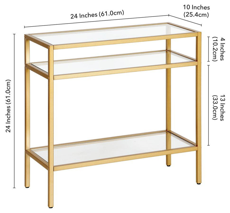 Sivil 24'' Wide Rectangular Side Table in Brass
