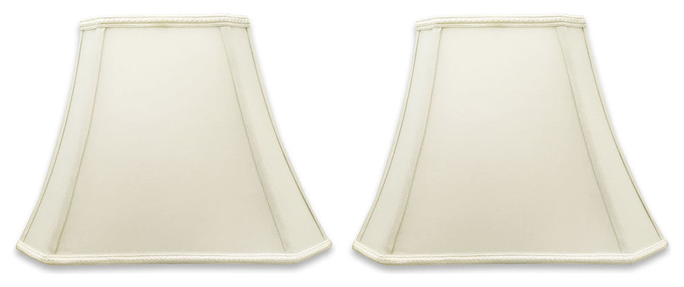 Rectangle Bell Cut Corner Designer Lamp Shade, White, Set of 2