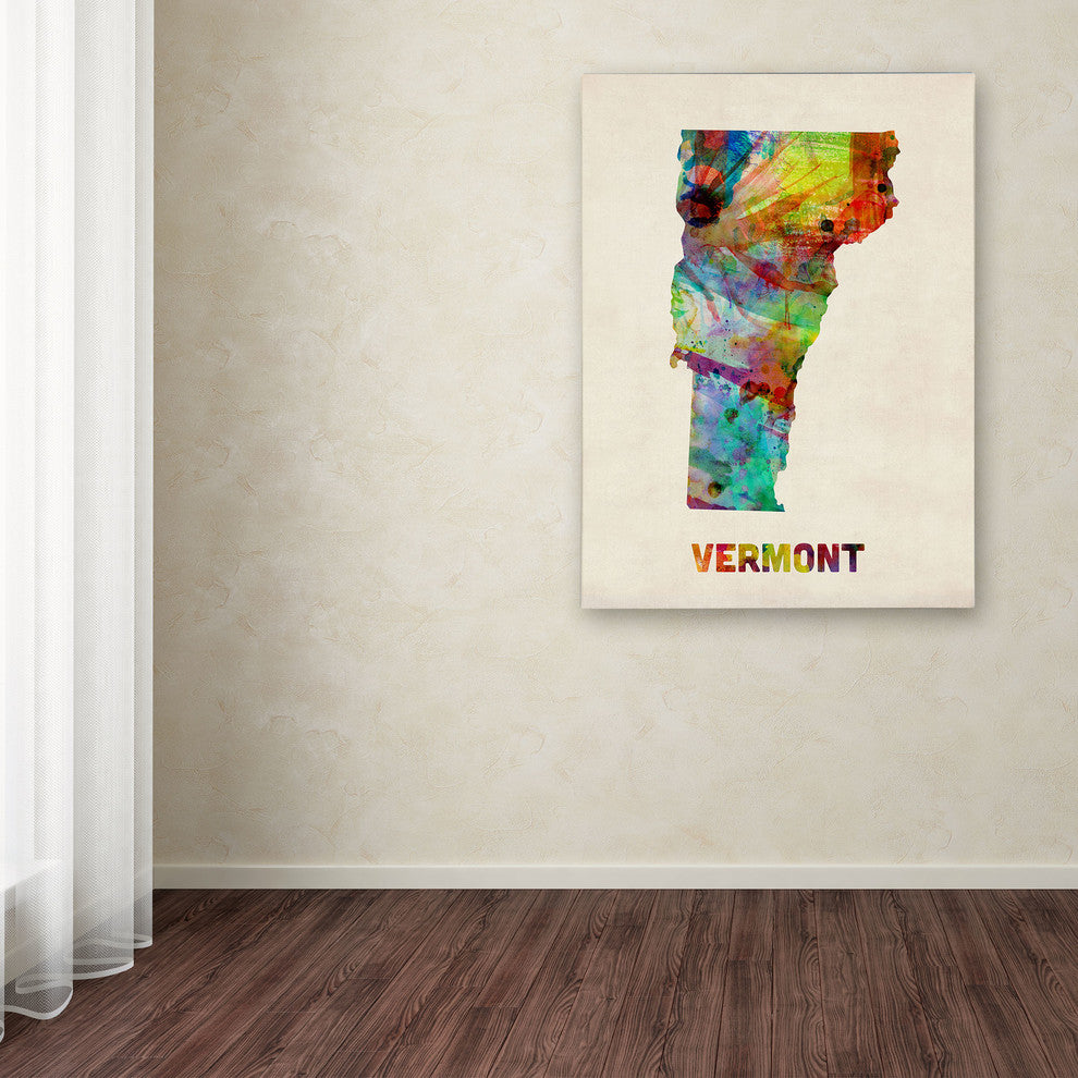 'Vermont Map' Canvas Art by Michael Tompsett