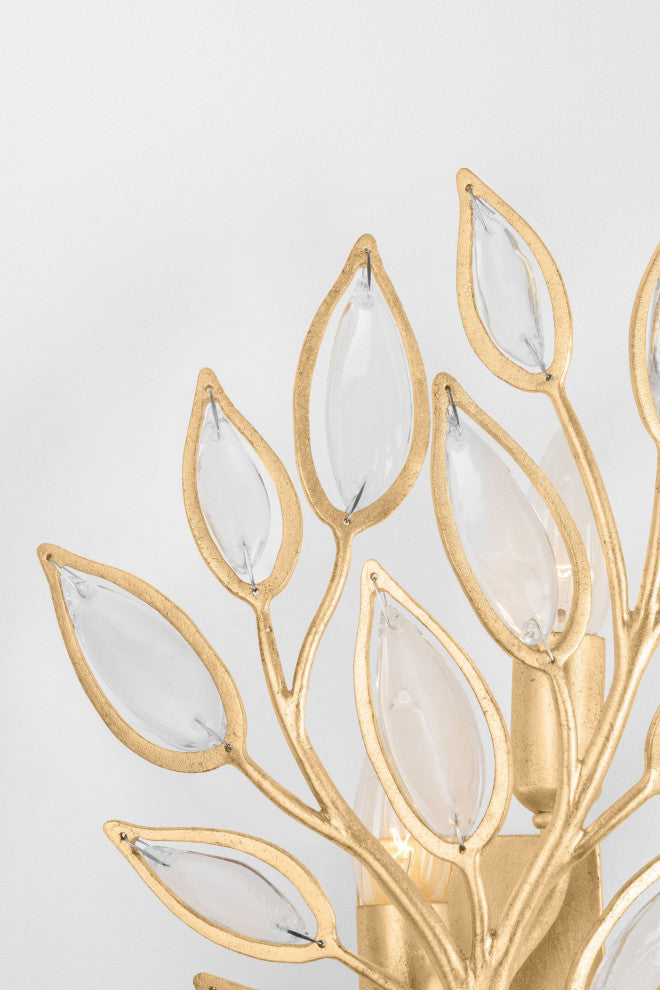 Fairlee 14.5" High Vintage Gold Leaf Wall Sconce