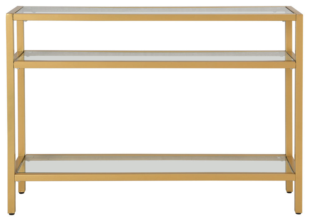 Chrysalis 3 Tier Glass Top Console, Gold