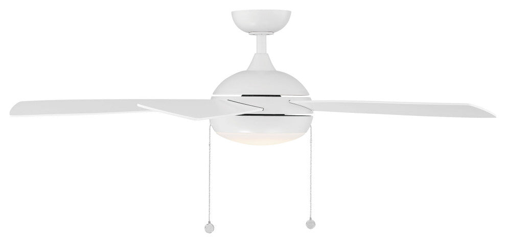 Disc II 5-Blade Ceiling Fan 52" Pull Chain Memory, Dimmable LED, Matte White