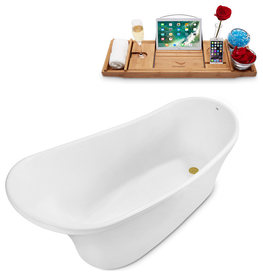 55" Streamline N1760-IN-BGL Freestanding Tub and Tray With Internal Drain