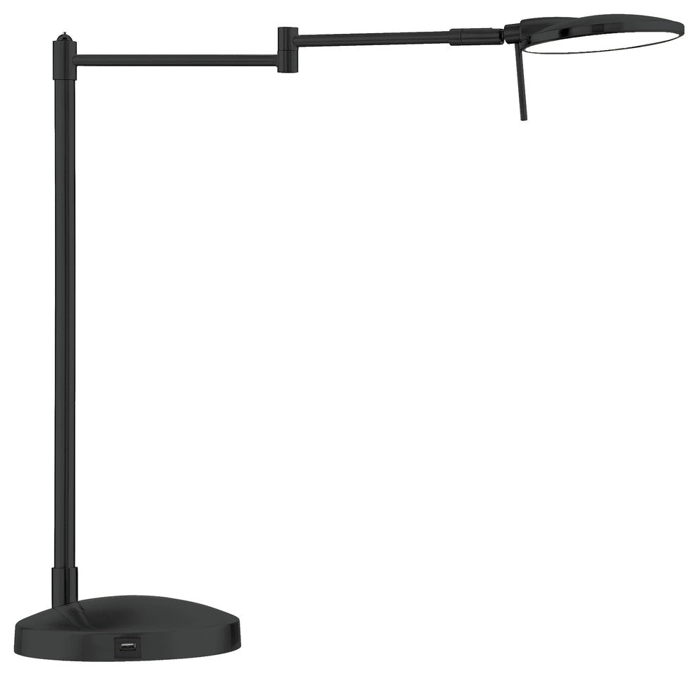 Dessau Turbo Swing-Arm Table Lamp with USB, Museum Black