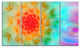 Red Fractal Petals Dandelion, Floral Canvas Art Print, 48"x28", 4 Panels