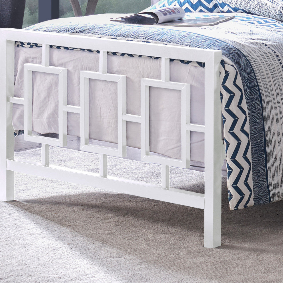 Madera Modern Iron Twin Bed Frame, White