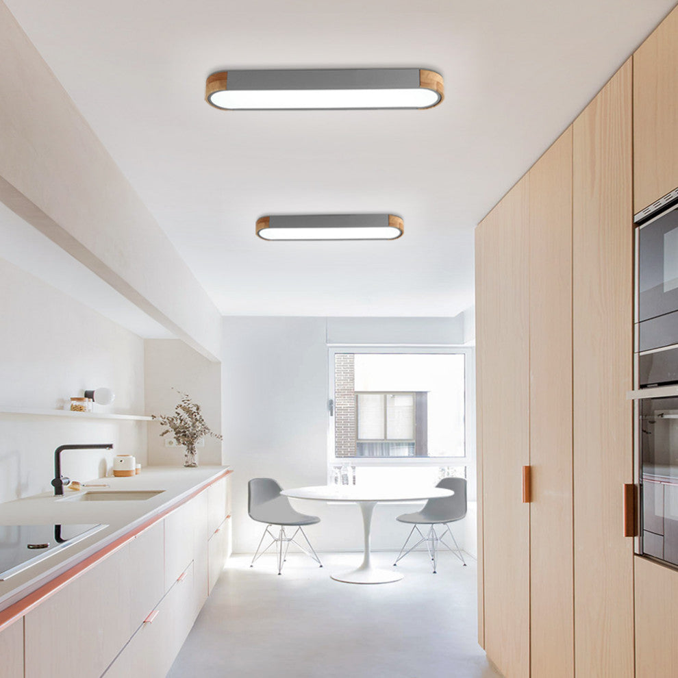 Simple Oval Dimmable LED Flush Mount, Gray, Cool White Light