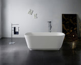 Aqua Eden 65" Solid Surface White Stone Freestanding Tub w/Drain, Matte White