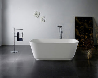 Aqua Eden 65" Solid Surface White Stone Freestanding Tub w/Drain, Matte White