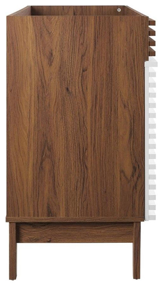 Modway Render 47" MDF and Particleboard Bathroom Vanity Cabinet in White/Walnut