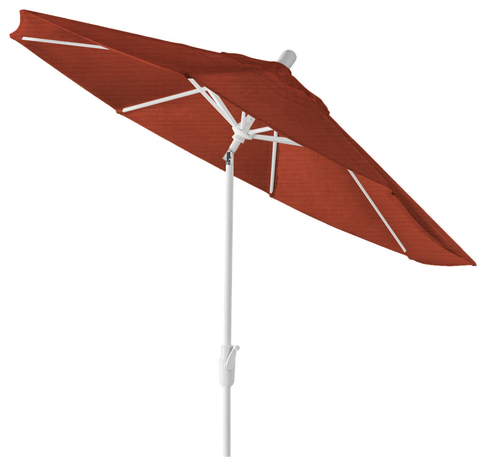 9'' Round 360 Rotating Auto Tilt Umbrella, White, Sunbrella, Terracotta