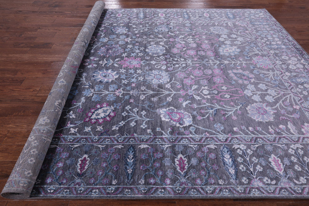 Hand Knotted Wool and Silk Persian Rug 9' 0" X 12' 3" Q8569