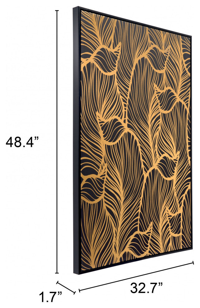 Black and Gold Modern Floral Wall Art