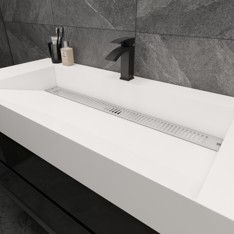 MAX 48" Floating Bath Vanity With Acrylic Sink, Gloss Black