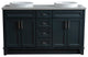 61" Double Sink Vanity, Dark Gray Finish And Gray Granite And Round Sink