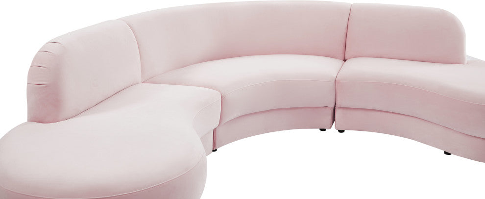 Rosa Velvet Upholstered 3-Piece Sectional, Pink