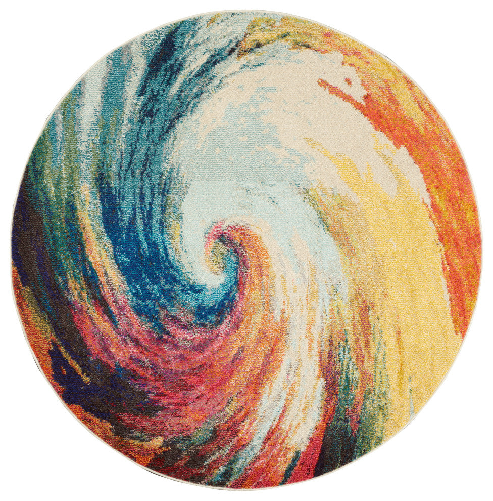 Nourison Home 5'' Round Celestial Multi-Color Colorful Area Rug
