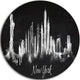 New York Dark Silhouette, Cityscape Painting Disc Metal Wall Art, 11"