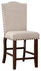 Benzara BM166612 Rubber Wood Studded Trim High Chair ,Cherry Brown, Set of 2