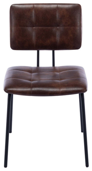 Tufted Tubular Frame Side Chairs Set of 2, Dark Brown