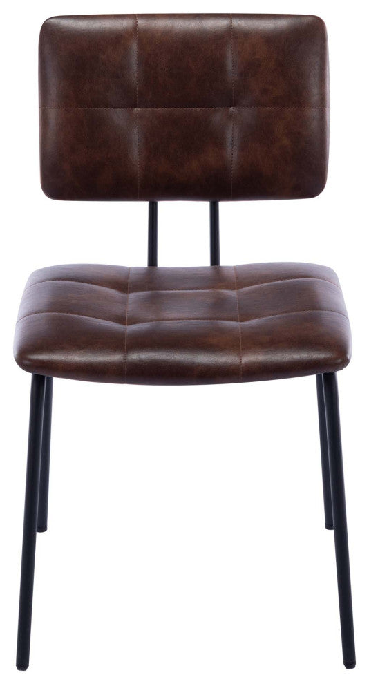 Tufted Tubular Frame Side Chairs Set of 2, Dark Brown
