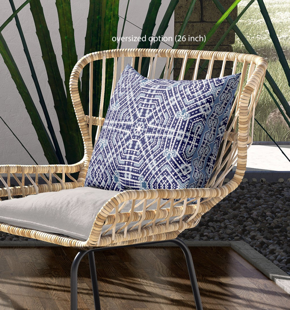 20 Indigo Blue Geostar Indoor Outdoor Throw Pillow
