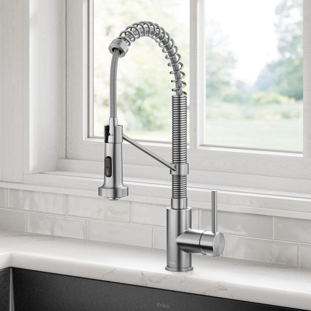 Bolden Commercial Style 2-Function Pull-Down 1-Handle 1-Hole Kitchen Faucet, Stainless Steel