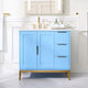 Alison Freestanding Bathroom Vanity with Italian Carrara White Marble Top, Light Blue, 36"
