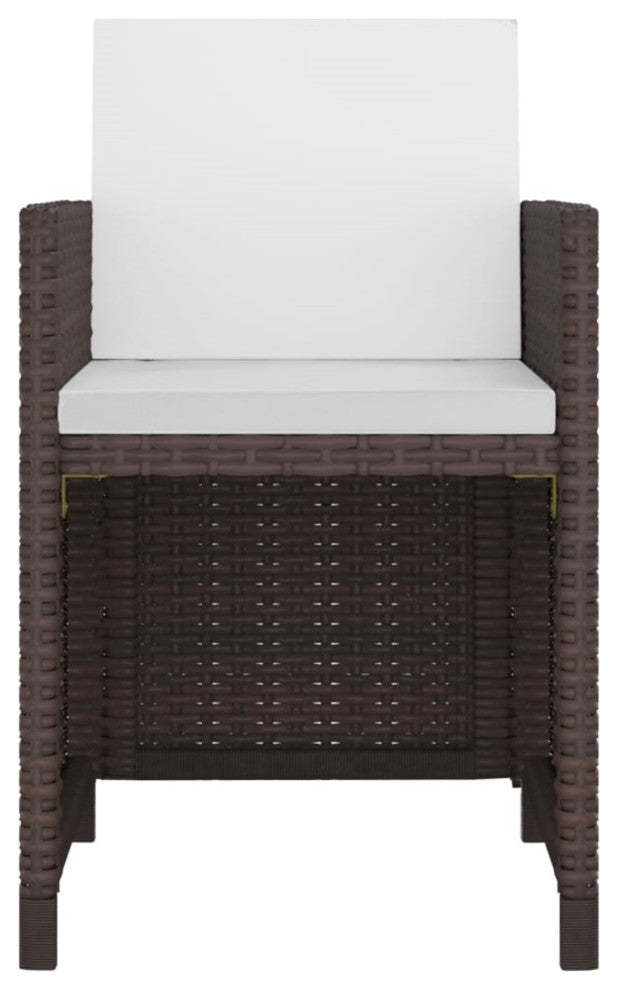 Vidaxl 11 Piece Outdoor Dining Set With Cushions Poly Rattan Brown