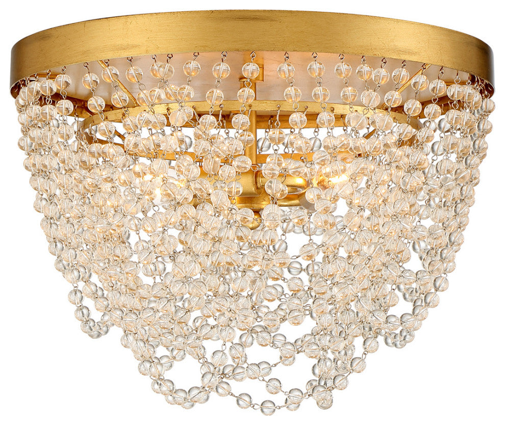 Crystorama Lighting Group FIO-A9103-CL Fiona 3 Light 14"W Flush - Antique Gold