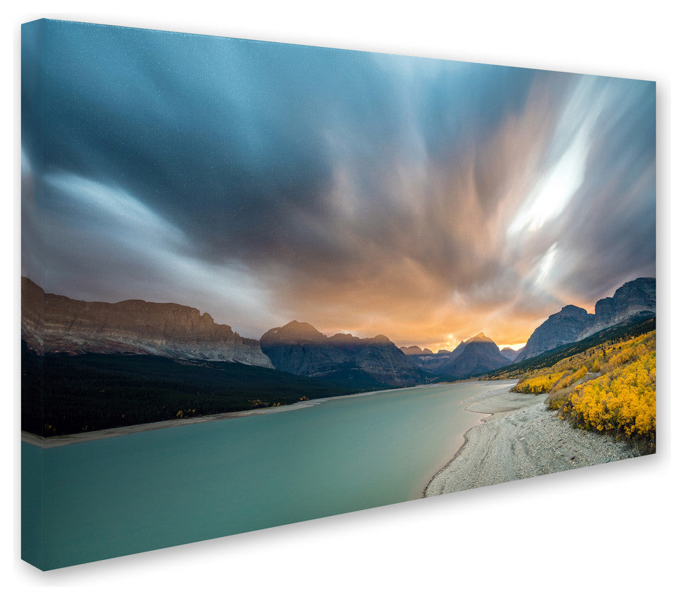 Pierre Leclerc 'Many Glacier Apocalyptic Sunset' Canvas Art, 32x22