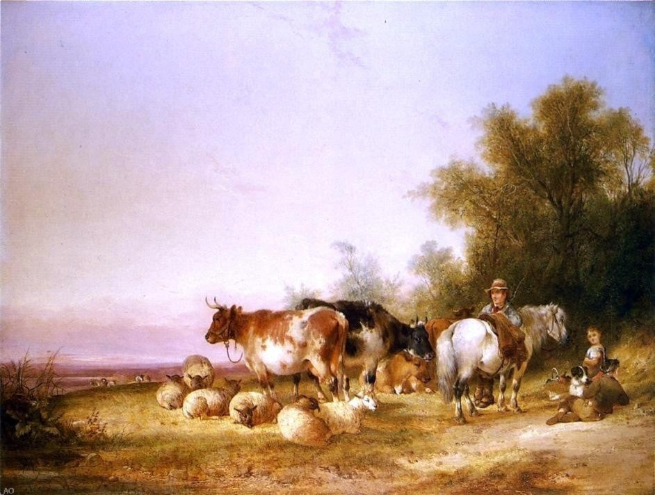 Senior William Shayer Herders Resting at Lunch Gallery Wrapped Canvas Print