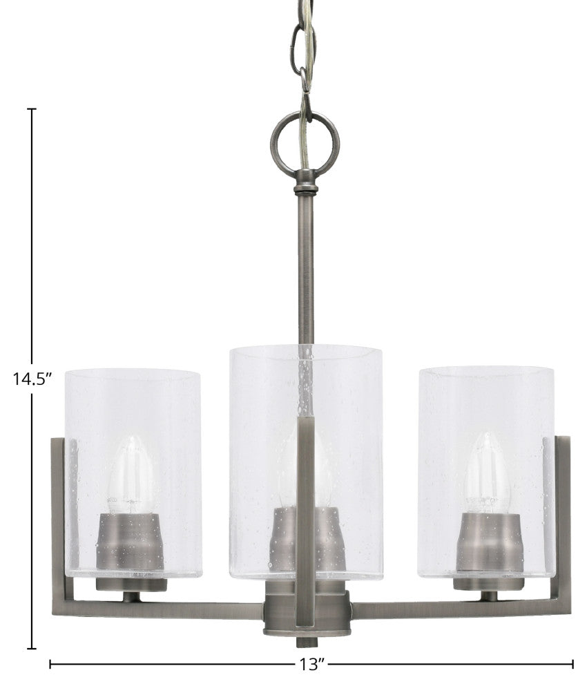 Atlas 3-Light Chandelier, Graphite/Clear Bubble