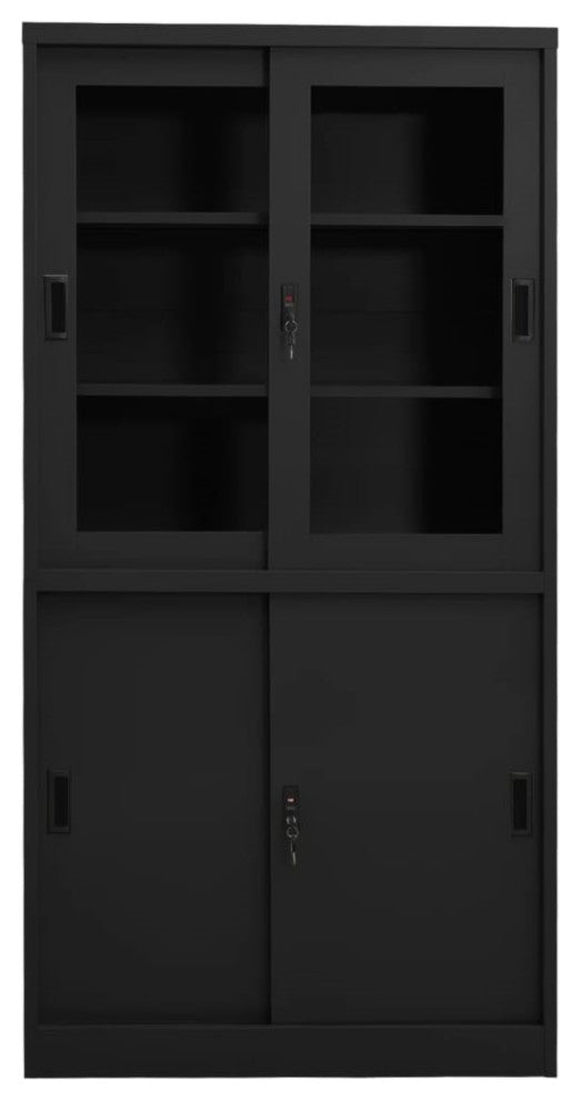 Vidaxl Office Cabinet With Sliding Door Anthracite 35.4"x15.7"x70.9" Steel