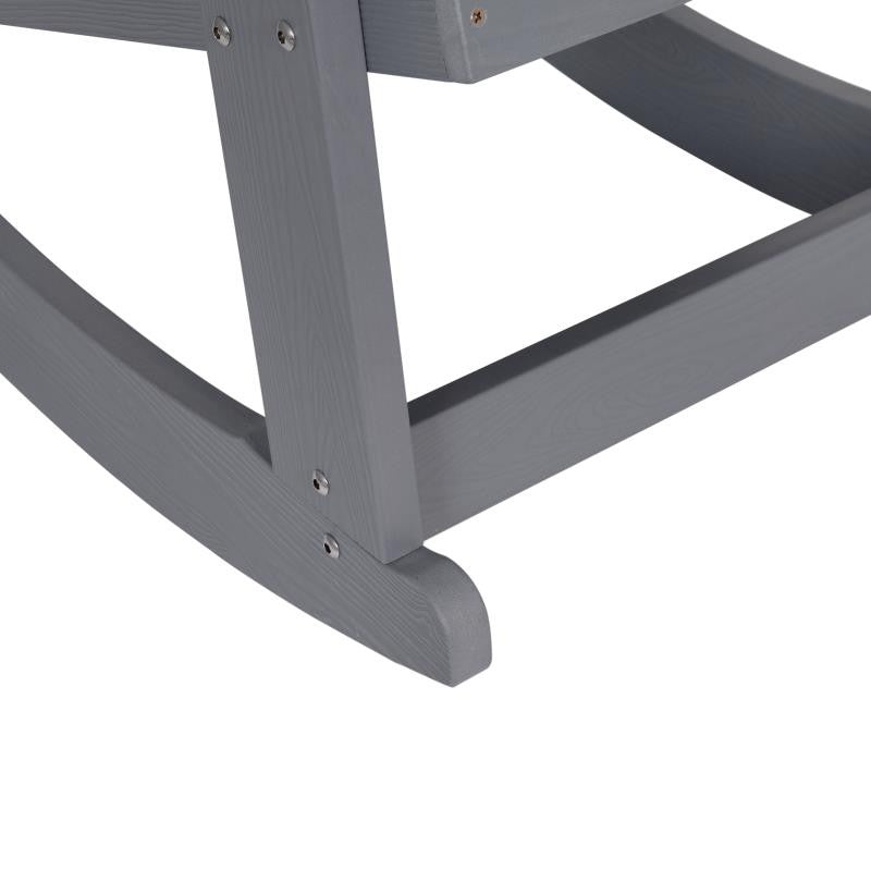 Savannah All-Weather Poly Resin Wood Adirondack Rocking Chair, Light Gray