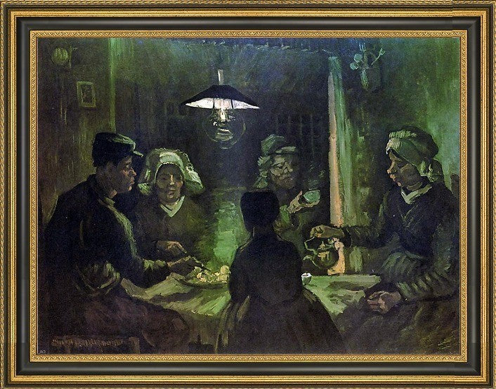 Vincent Van Gogh the Potato Eaters Framed Premium Canvas Print, 18"x24"