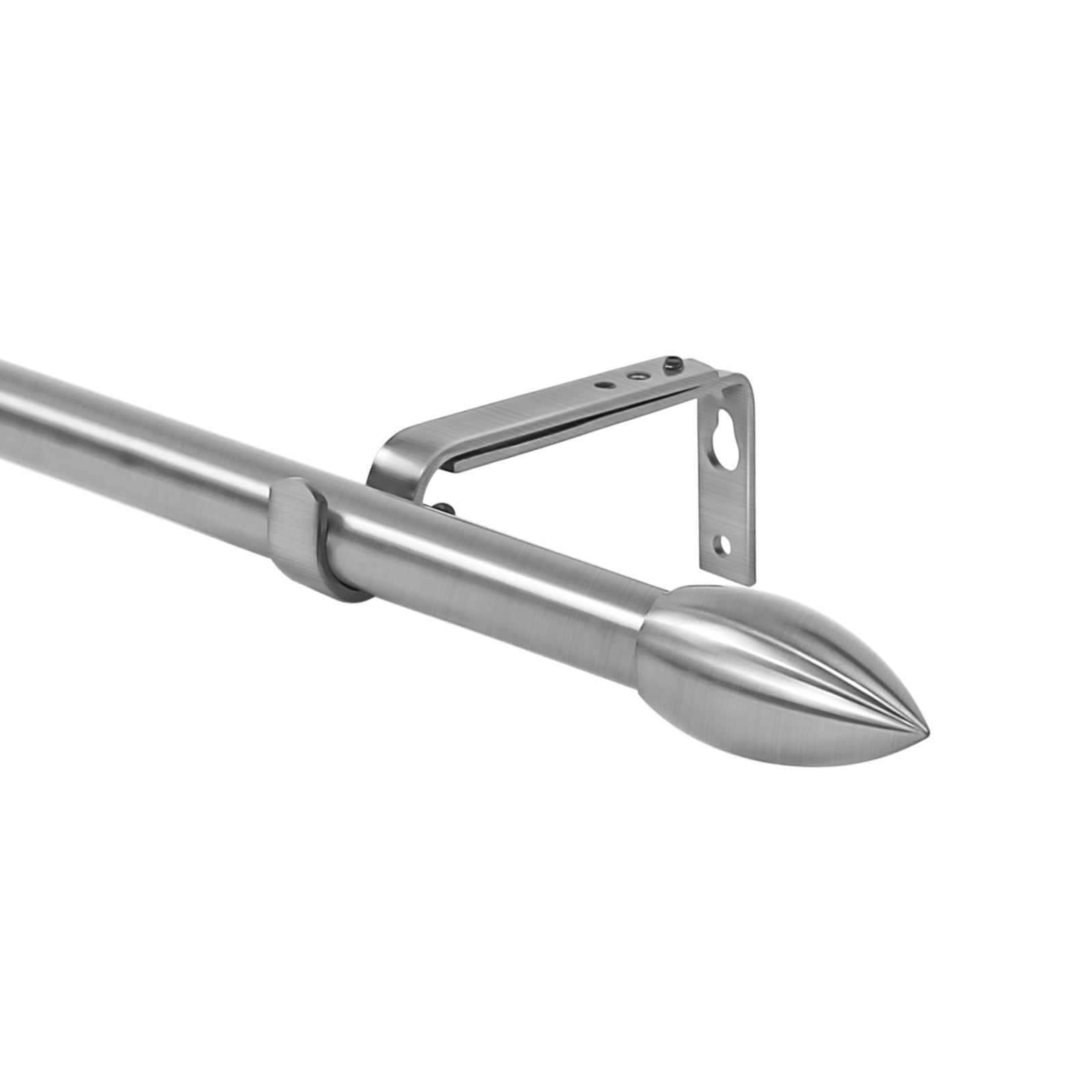 5/8" Adjustable Bullet Drapery Rod, 28"-48", Brushed Steel
