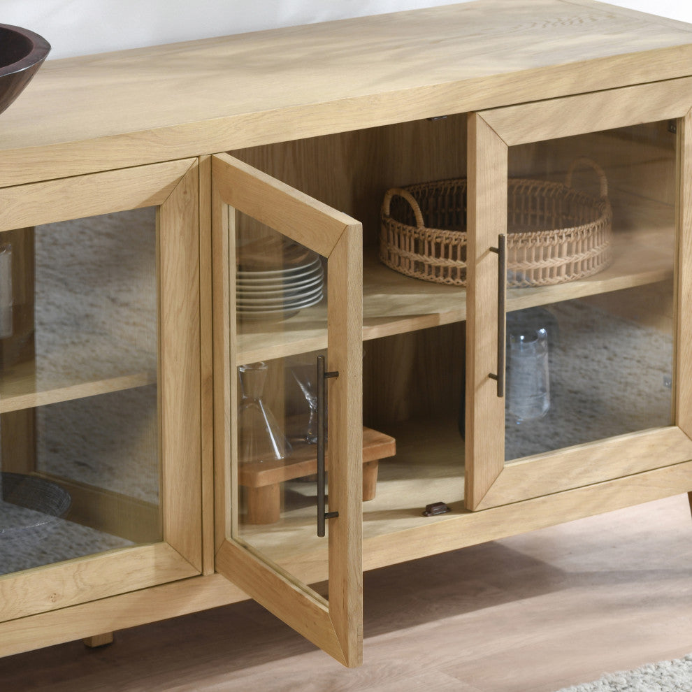 Beechgrove Four Door Sideboard, Natural Brown