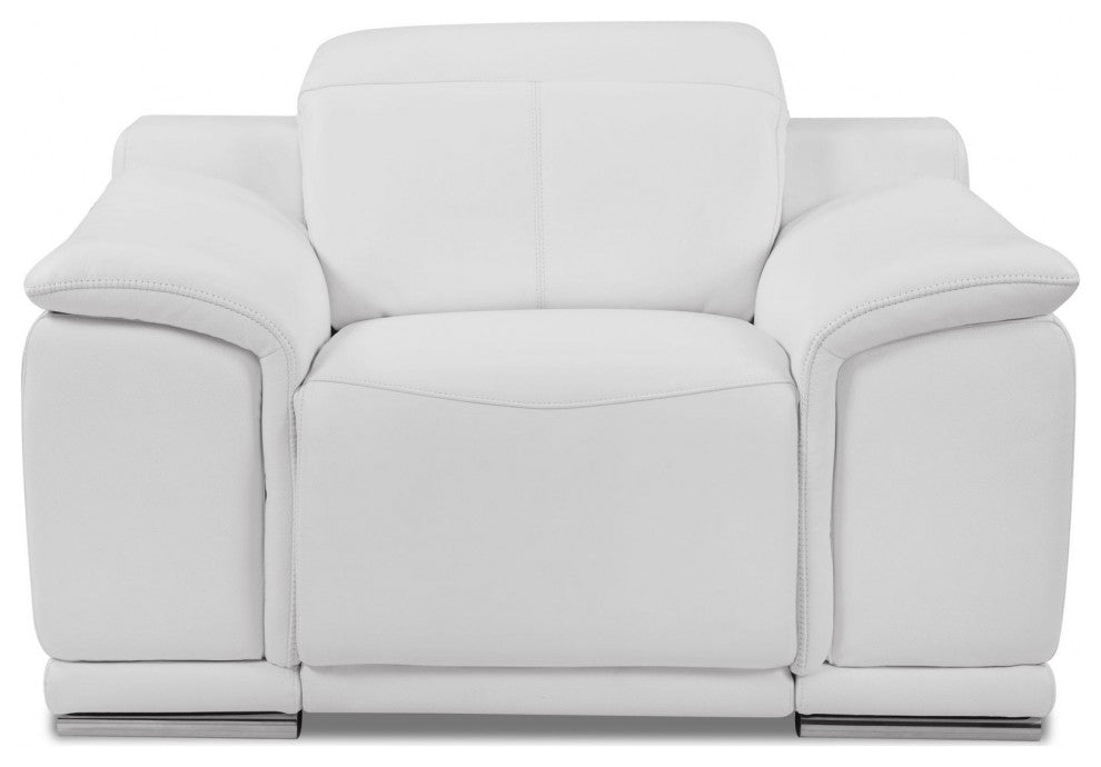 Mod Winter White Italian Leather Recliner Chair